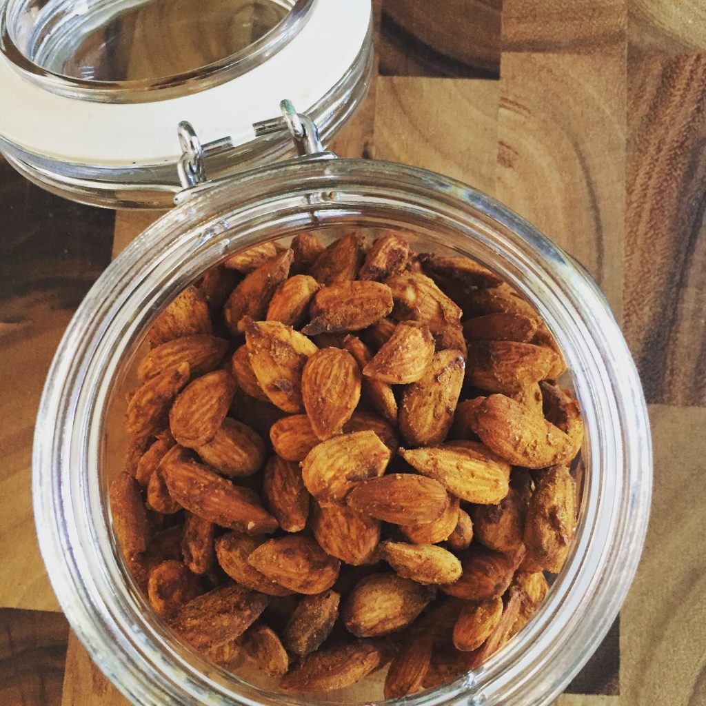 Spicy almonds fresh from the Froothie Dehydrator 
