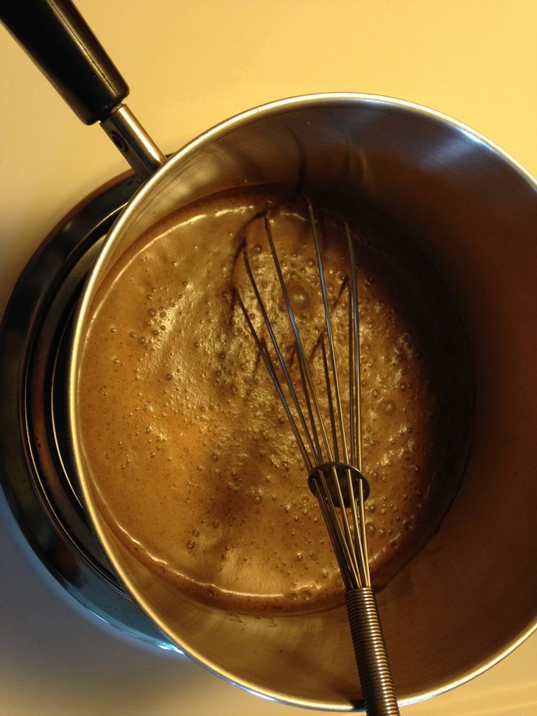 whisking healthy hot chocolate 